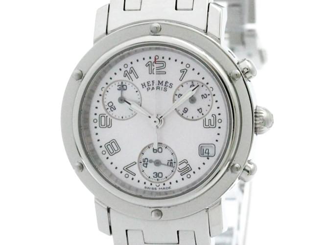 Hermès Hermes Clipper Chronograph Pink MOP Steel Quartz Ladies Watch  ref.1489426