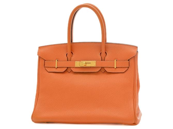 Hermès Bolsa Hermes Birkin 30 em Togo Laranja Couro  ref.1489710