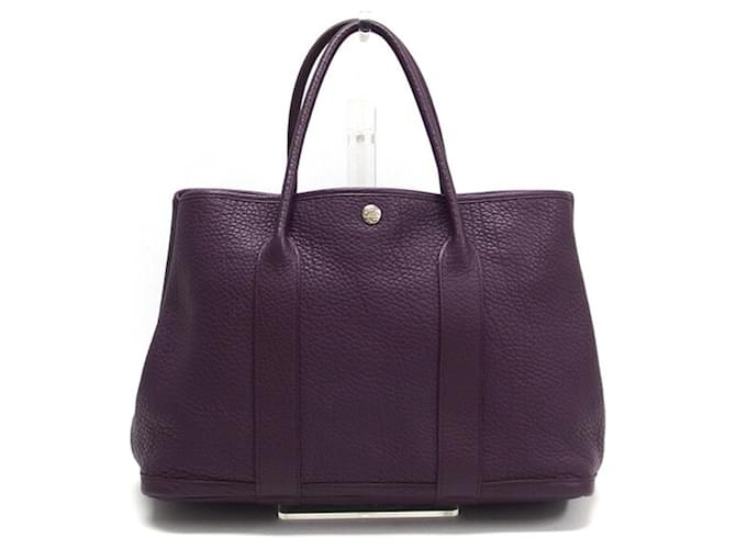 Hermès Hermes Garden PM Tote Bag in Negonda Cassis Purple Leather  ref.1489744