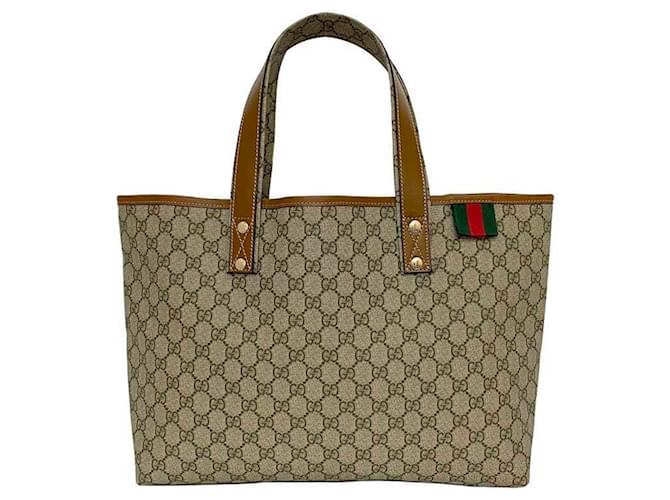 Borsa tote Gucci GG Supreme beige e marrone Tela  ref.1489787