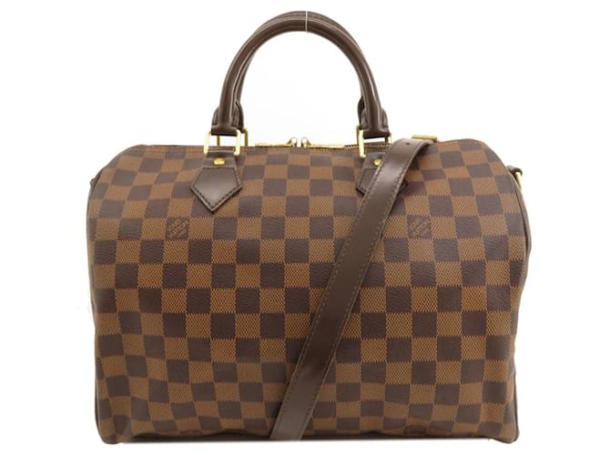 Louis Vuitton Speedy Bandouliere 30 Damier Ebene Boston Bag Brown Cloth  ref.1489811