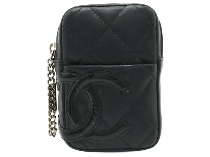 Chanel Cambon Line Cigarette Case Black Pink