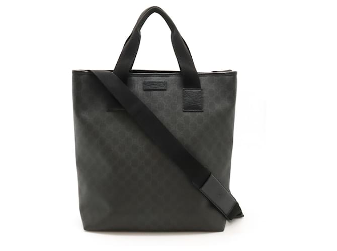 Bolsa Tote Gucci GG Supreme Preto Cinza antracite Couro Plástico  ref.1490006