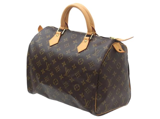 Bolso Boston Speedy 30 Louis Vuitton Castaño Monograma Charol  ref.1490012