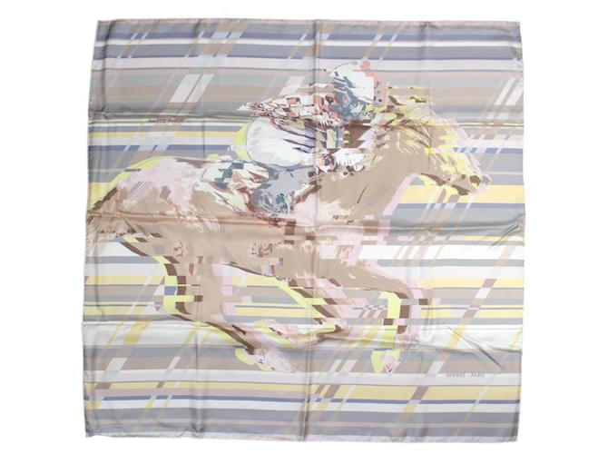 Hermès Hermes Carré 90 Photo Finish Silk Scarf Pink Beige Yellow  ref.1490023