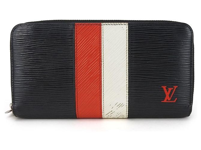 Louis Vuitton Long Wallet Zippy M62983 Black White Red