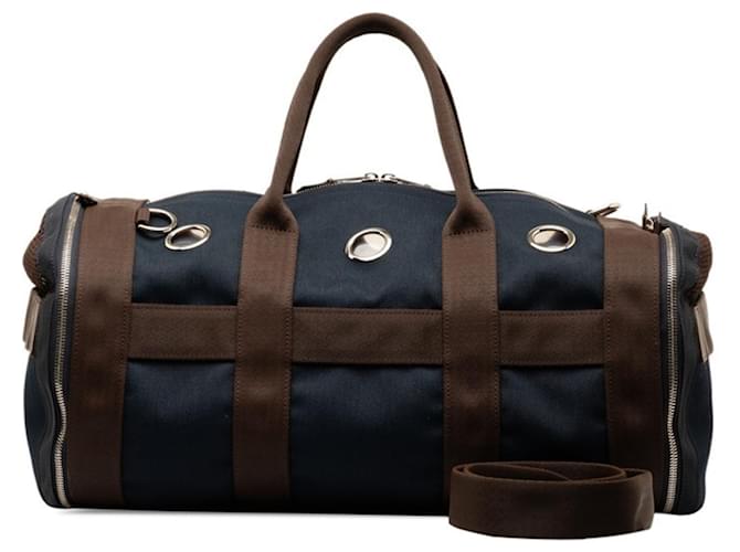 Hermès Sac de transport pour chien Hermes Toile Marron Bleu