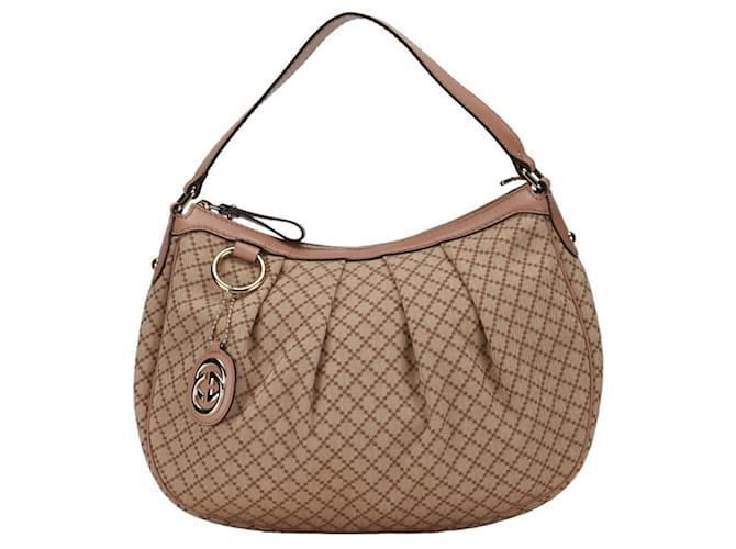 Sac à épaule en toile beige Diamante Gucci Cuir  ref.1490129