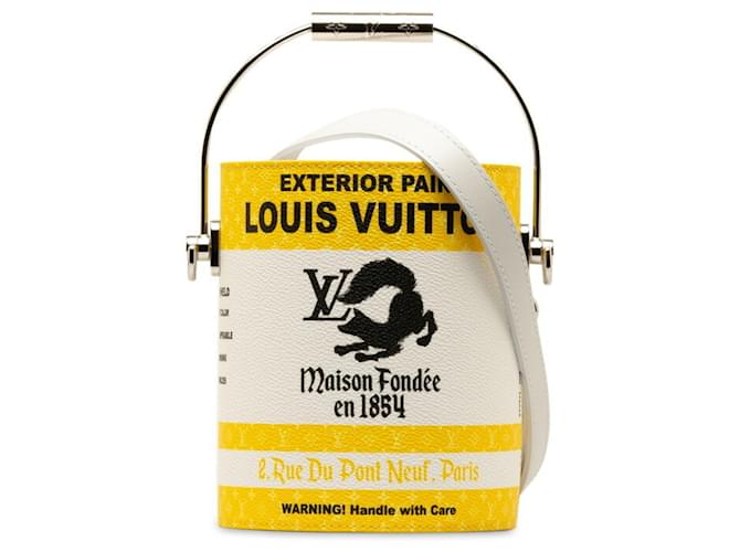 Louis Vuitton Monogram Paint Can Handbag White Yellow Plastic  ref.1490147