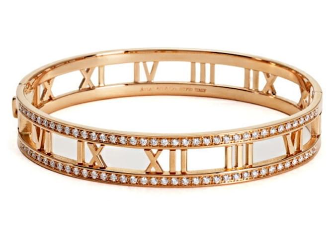 Tiffany & Co Pulseira de ouro rosa K18PG Tiffany Atlas Dourado  ref.1490151