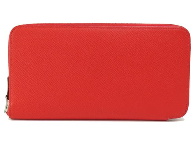 Hermès Portafoglio lungo Hermes Azap Silkin Rouge Coeur Rosso Pelle  ref.1490229