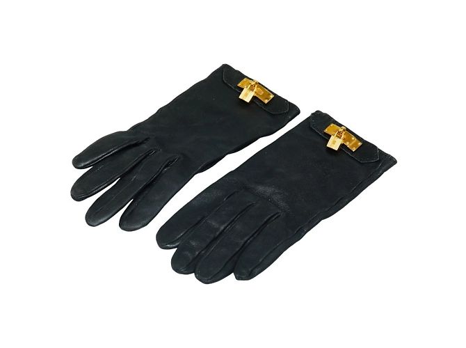 Luvas charmantes com cadeado Kelly da Hermès Preto