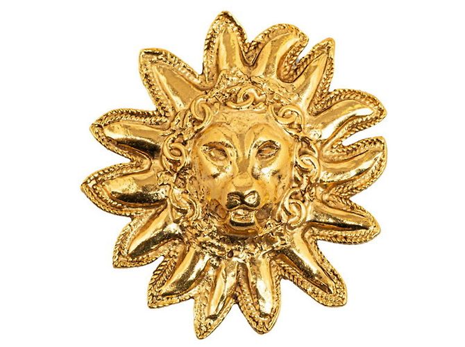 Broche Neuve Motif Lion - Noir Et Doré - Accessoire Bijou Fantaisie - Neuf Sans Emballage
