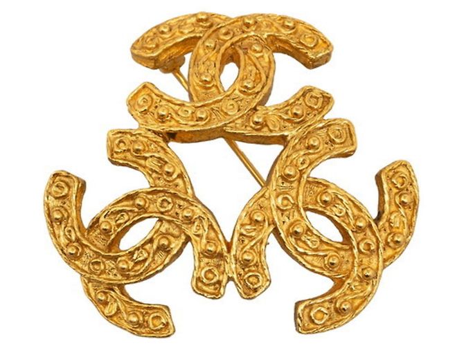 Spilla Tripla Coco Mark di Chanel D'oro