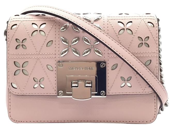 Michael Kors Pink Leather Chain Shoulder Bag Silvery  ref.1490339