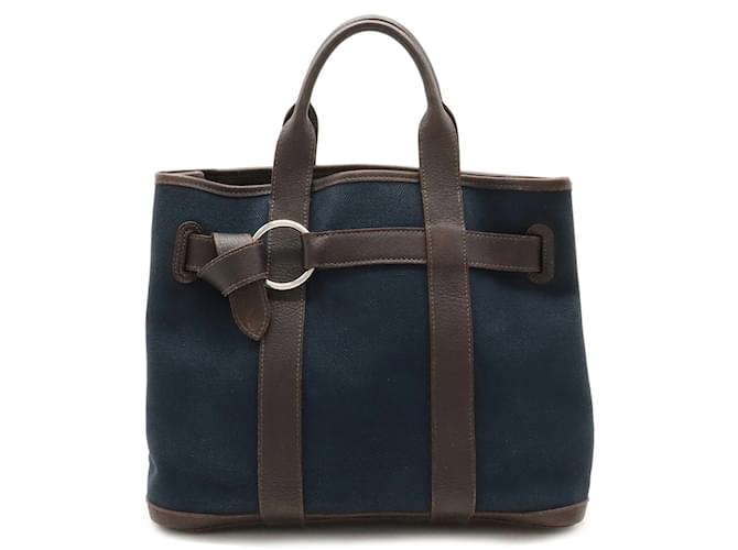 Hermès Hermes Petite Centur PM Tote Bag Dark brown Navy blue Leather Cloth  ref.1490349