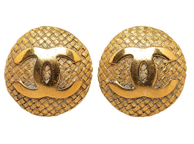 Boucles d'oreilles clips en plaqué or Chanel Coco Mark Doré