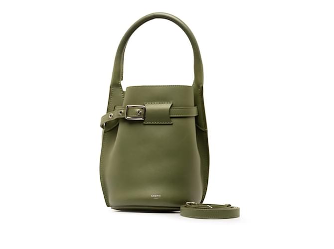 Céline Sac seau nano Big Bag Celine Cuir Vert Kaki  ref.1490417