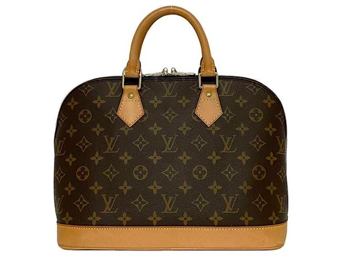 Bolsa Alma PM Louis Vuitton Marrom Monograma Couro envernizado  ref.1490442