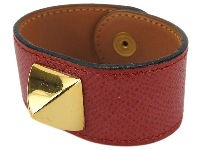 Pulseira charm em couro Epsom Medor da Hermès Vermelho 