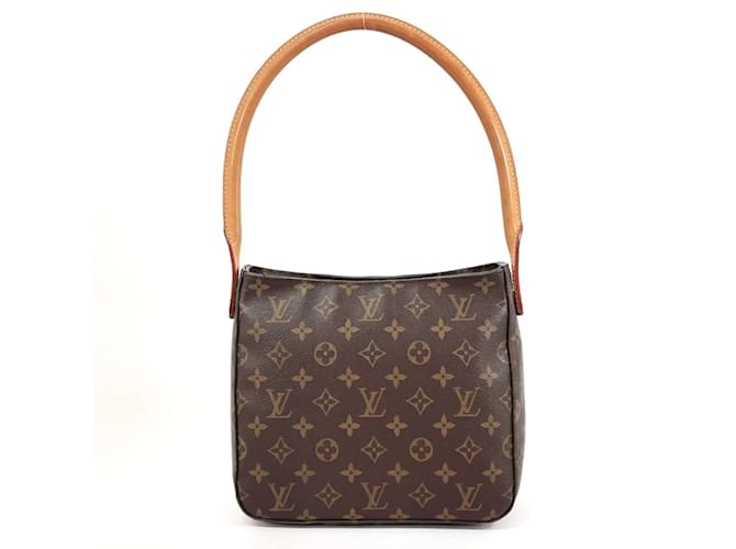 Bolsa de Ombro Louis Vuitton Looping MM Marrom Monograma Couro envernizado  ref.1490756