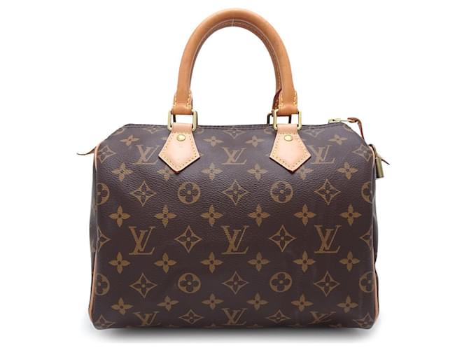 Bolsa Louis Vuitton Monogram Speedy 25 Marrom Monograma Couro envernizado  ref.1490773