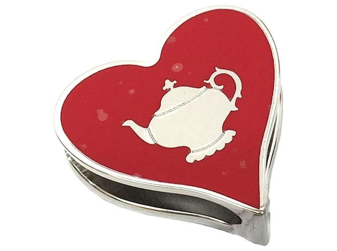 Ring Hermès Anneau de foulard Hermes Twilly 2021 Forme de cœur Teatime Rouge  ref.1490967
