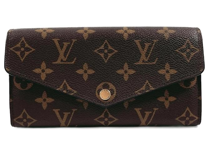 Louis Vuitton Portemonnaie Sarah Lang Braun Rot Lackleder Leinwand  ref.1491396