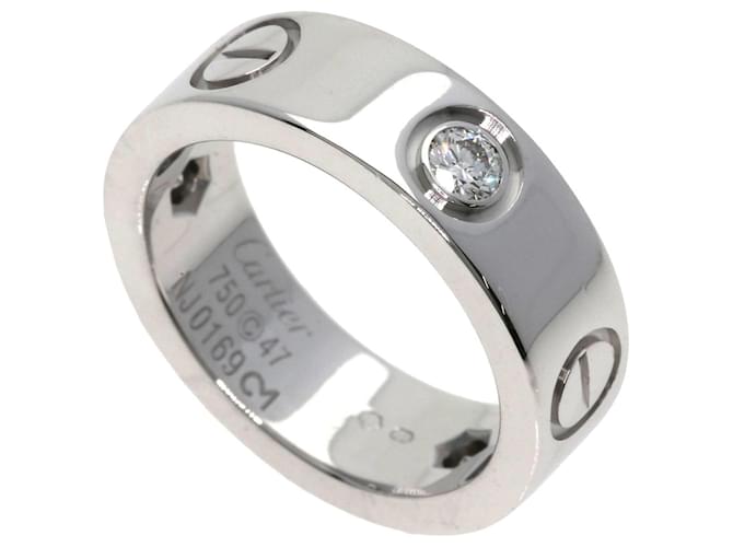 Anillo Cartier Love Medio Diamante en Oro Blanco de 18K Dorado  ref.1491543