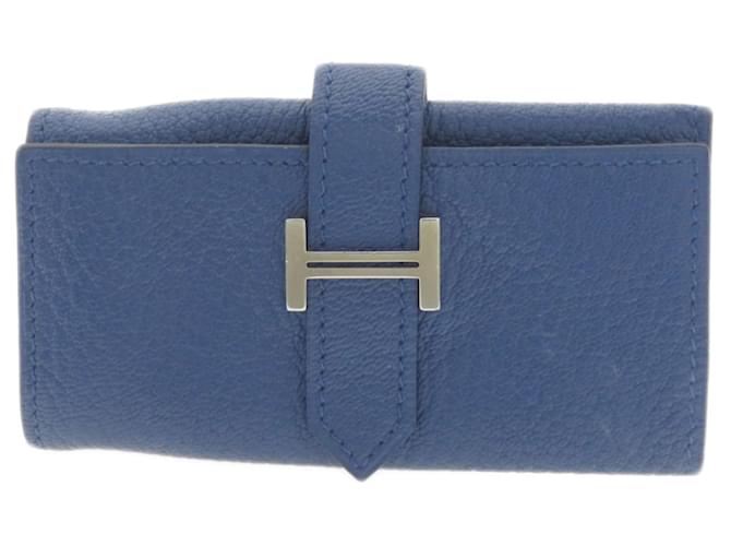 Schlüsseletui Bearn aus Ziegenleder von Hermès Blau Diamant  ref.1491553