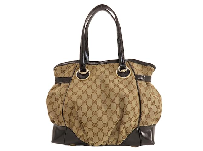 Sac fourre-tout à motif GG Gucci Toile Marron  ref.1491555