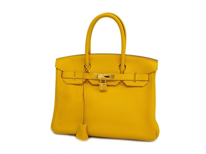 Hermès Sac à main Hermes Birkin 30 en Togo Jaune Ambre Cuir  ref.1491569