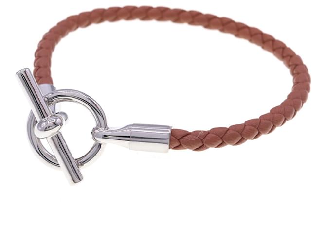 Hermès Hermes Grenan Leather and Metal Charm Bracelet Brown  ref.1491668