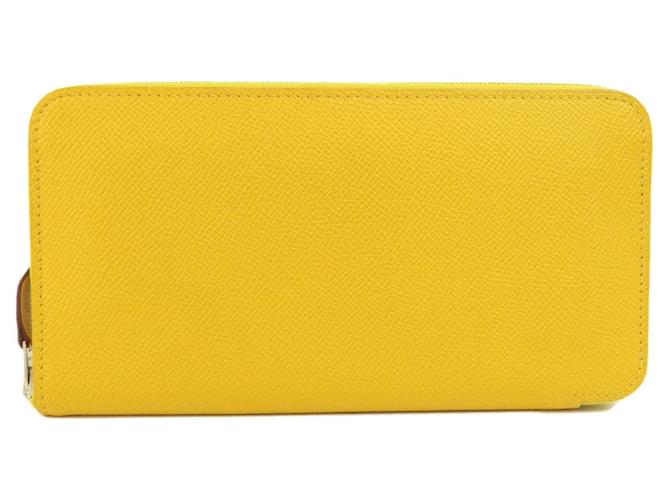 Portafoglio lungo in seta gialla Azap di Hermès Giallo Pelle  ref.1491702