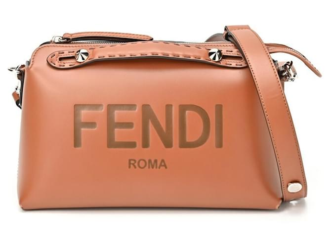 Sac Boston Medium By The Way de Fendi Cuir Marron  ref.1491722