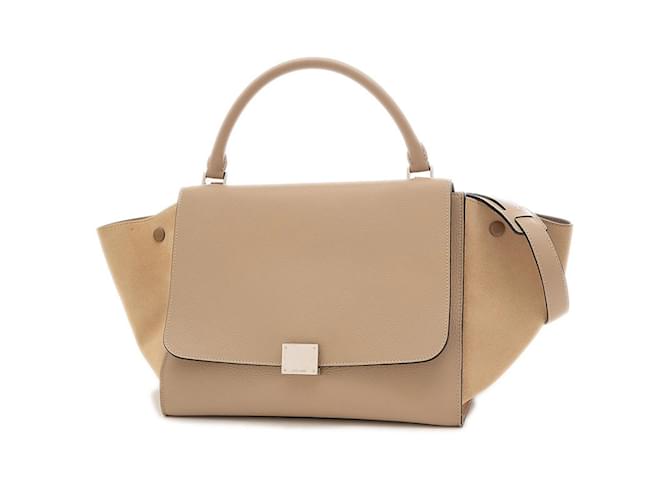 Céline Celine Trapeze Medium 2-Way Bag Beige Suede Leather  ref.1491770