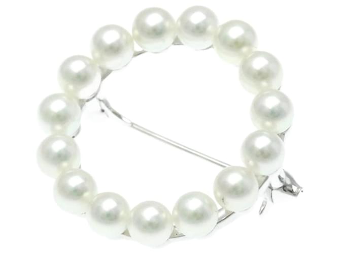 Spilla in Perla d'Argento Mikimoto Bianco  ref.1491813