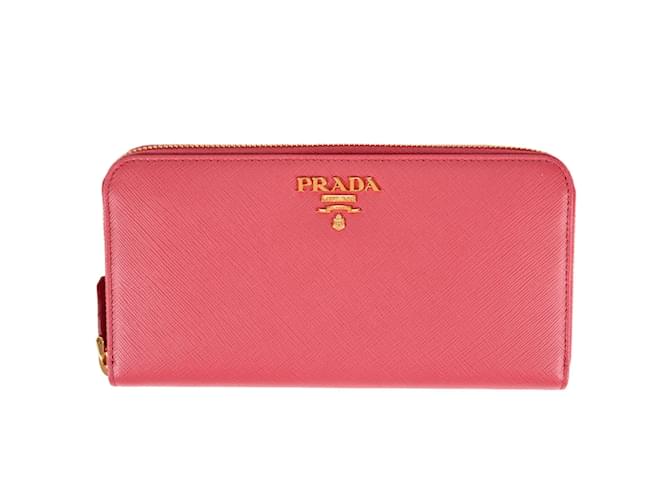 Prada Saffiano langer Geldbeutel in Pink Leder  ref.1491906