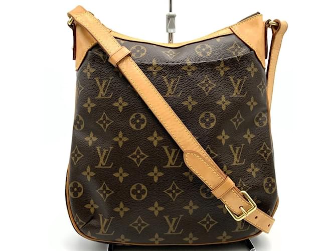 Odeon PM Schultertasche Louis Vuitton Braun Lackleder Leinwand ref 