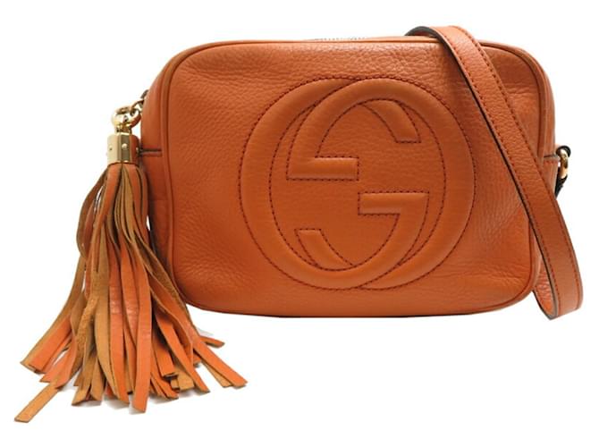 Bolsa de Ombro Gucci Soho Small Disco Laranja Couro  ref.1492128