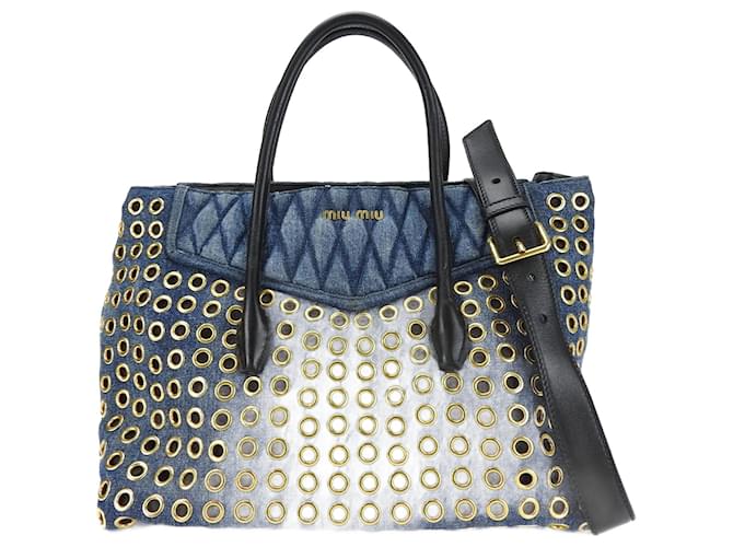 Miu Miu Biker Denim Schultertasche John  ref.1492213