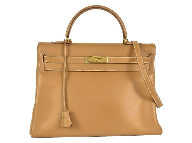 Hermès Bolso Hermes Kelly 35 en cuero box calf Castaño