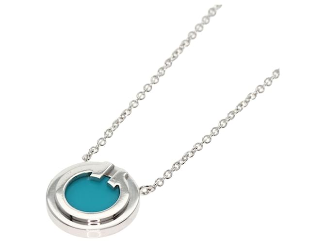 Tiffany & Co Colar Tiffany T TWO Circle Turquesa Edição Limitada Ouro branco  ref.1492347