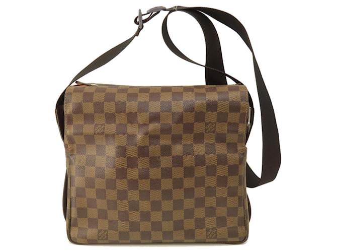 Naviglio Bolsa de Ombro Damier Ebene Louis Vuitton Marrom Lona  ref.1492561