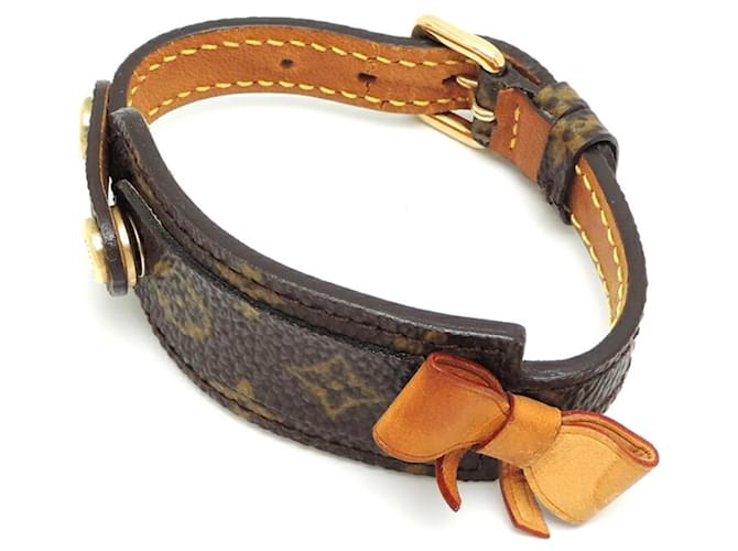 Bracelet Charme Monogram Louis Vuitton Cuir vernis Marron Damier ebène  ref.1492582