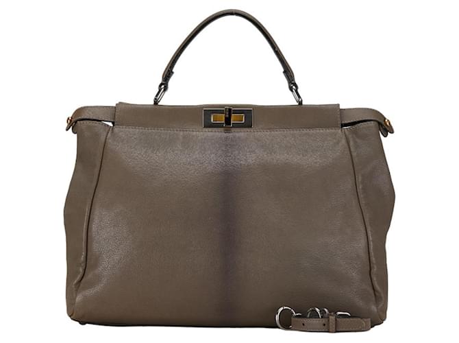 Bolsa de ombro Fendi Zucca 8BN210 Marrom Caqui  ref.1492722