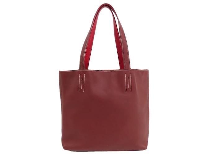 Borsa Tote Vauxissime Double Sens di Hermès Marrone Rosso Pelle  ref.1492811