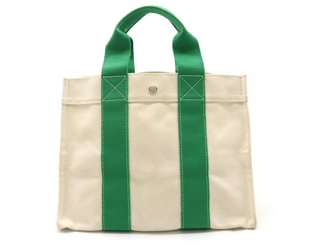 Hermès Borsa Tote Hermes Bora PM Beige Verde Tela  ref.1492878