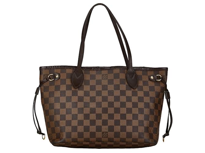 Louis Vuitton Damier Neverfull PM Shoulder Bag Brown Leather Plastic  ref.1492976