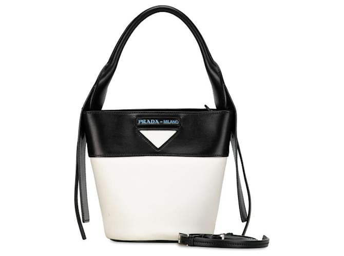 Borsa a spalla Prada Ouverture Nero Bianco Pelle  ref.1493062